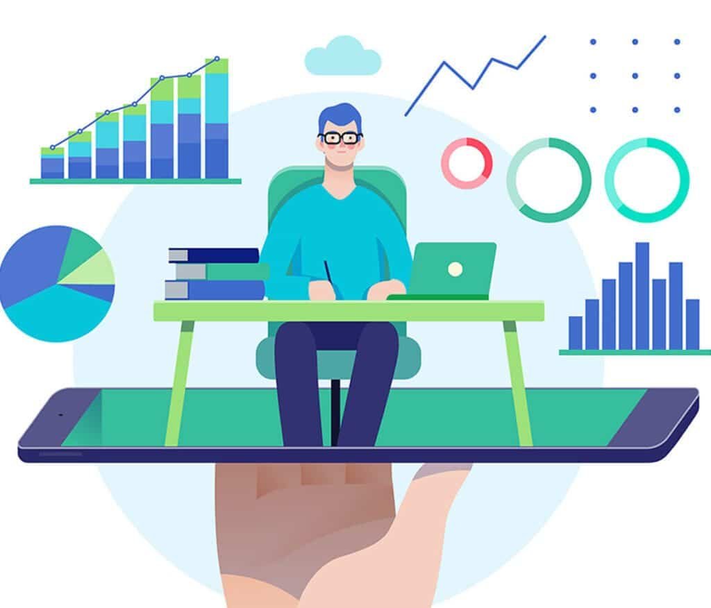 Person working with digital data visualisations