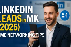 Man holding phone with LinkedIn tips