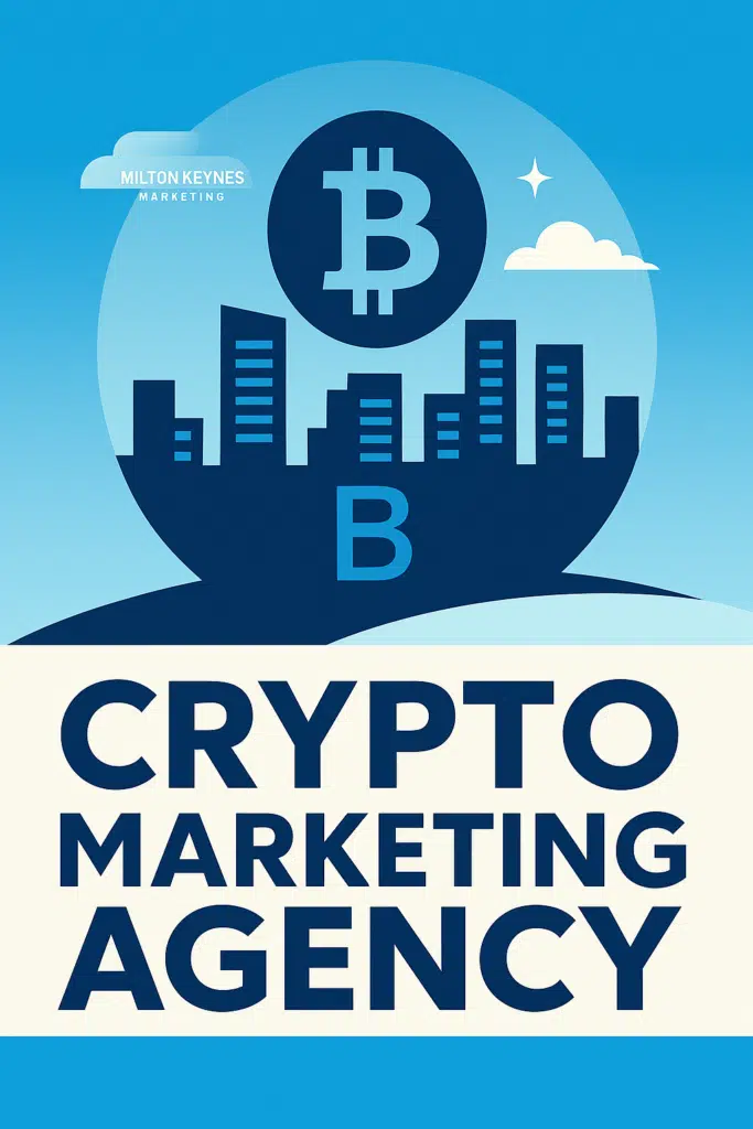 Modern agency promoting cryptocurrency marketing.