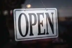 a sign on a window