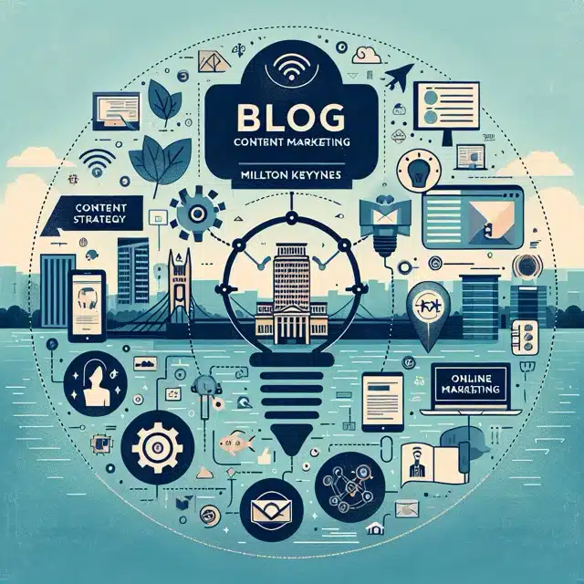 Illustration of blog content marketing concepts.