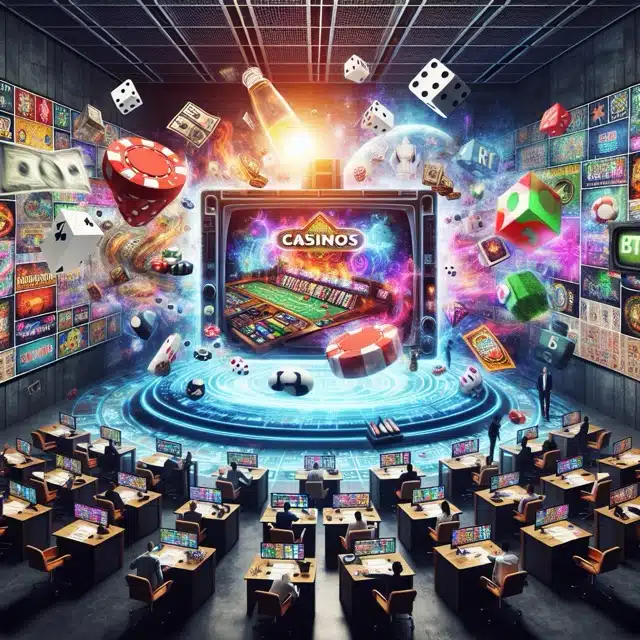 Vibrant casino-themed digital advertising scene