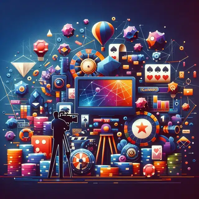 Cinematic gaming-themed vibrant graphic collage