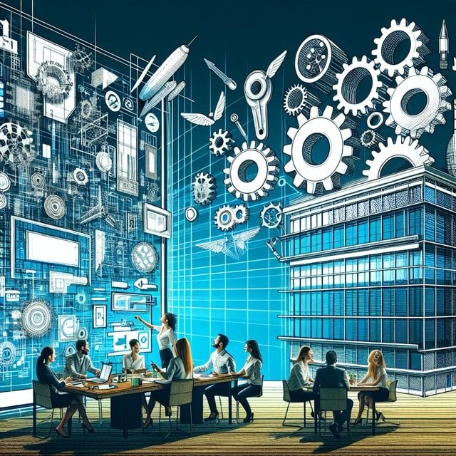 Collaborative brainstorming in a modern office.