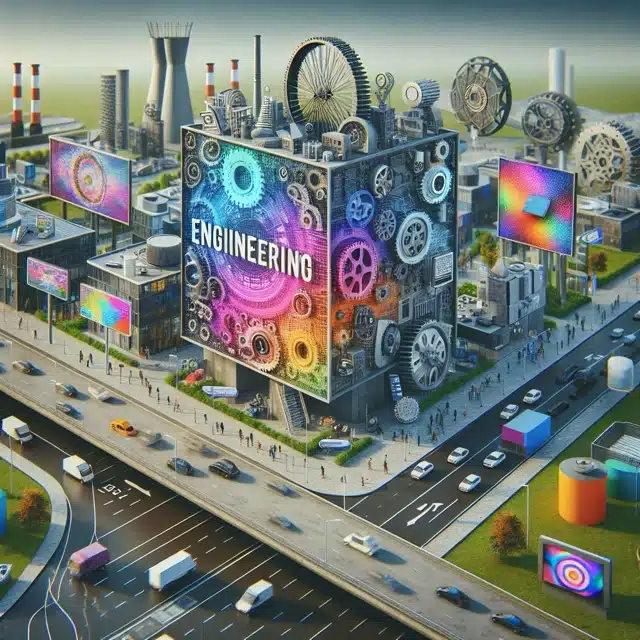 Vibrant cityscape showcasing engineering creativity.
