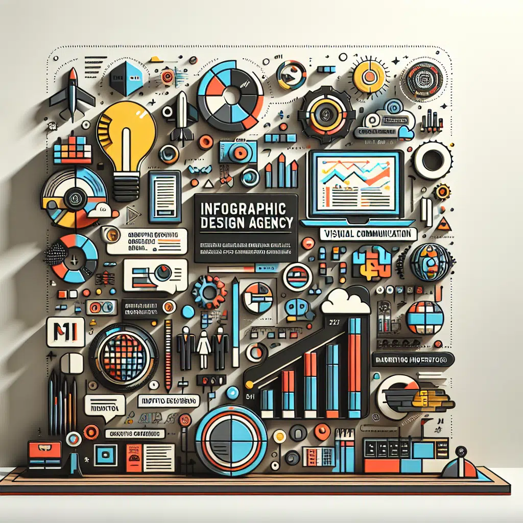 Colourful infographic design elements collage
