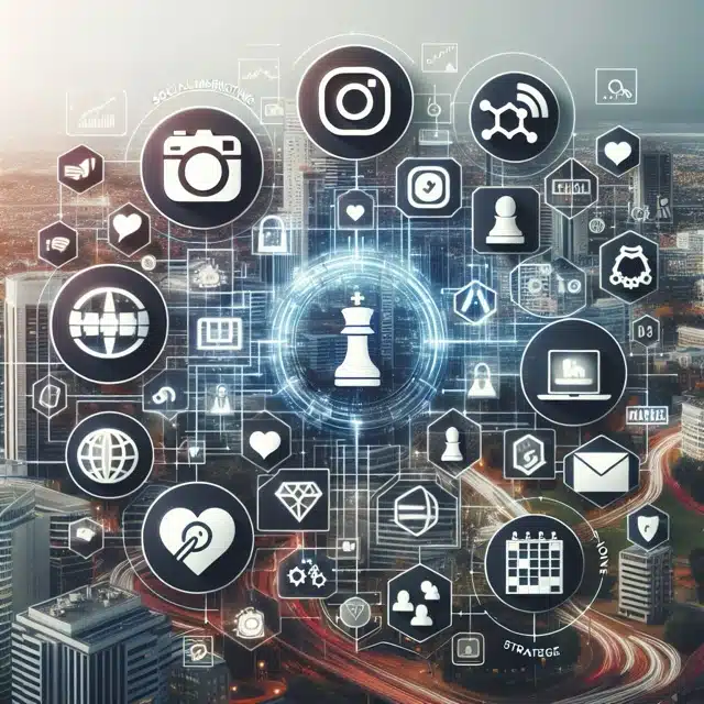 Digital marketing strategy and social icons
