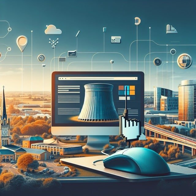 Digital landscape with technology and buildings